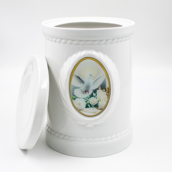 Урна для праха фарфор «Камея» белая