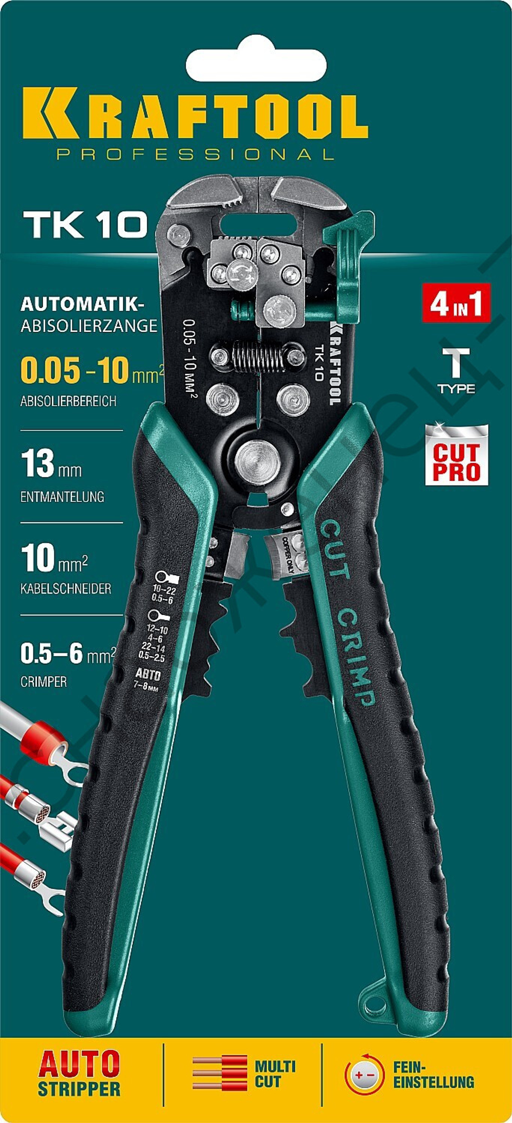 KRAFTOOL TK-10 0.05-10мм2, Автоматический стриппер (22639)
