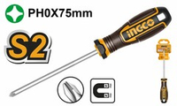 Отвертка крестовая PH0x75мм S2 SUPER INGCO HSDPH0075 INDUSTRIAL