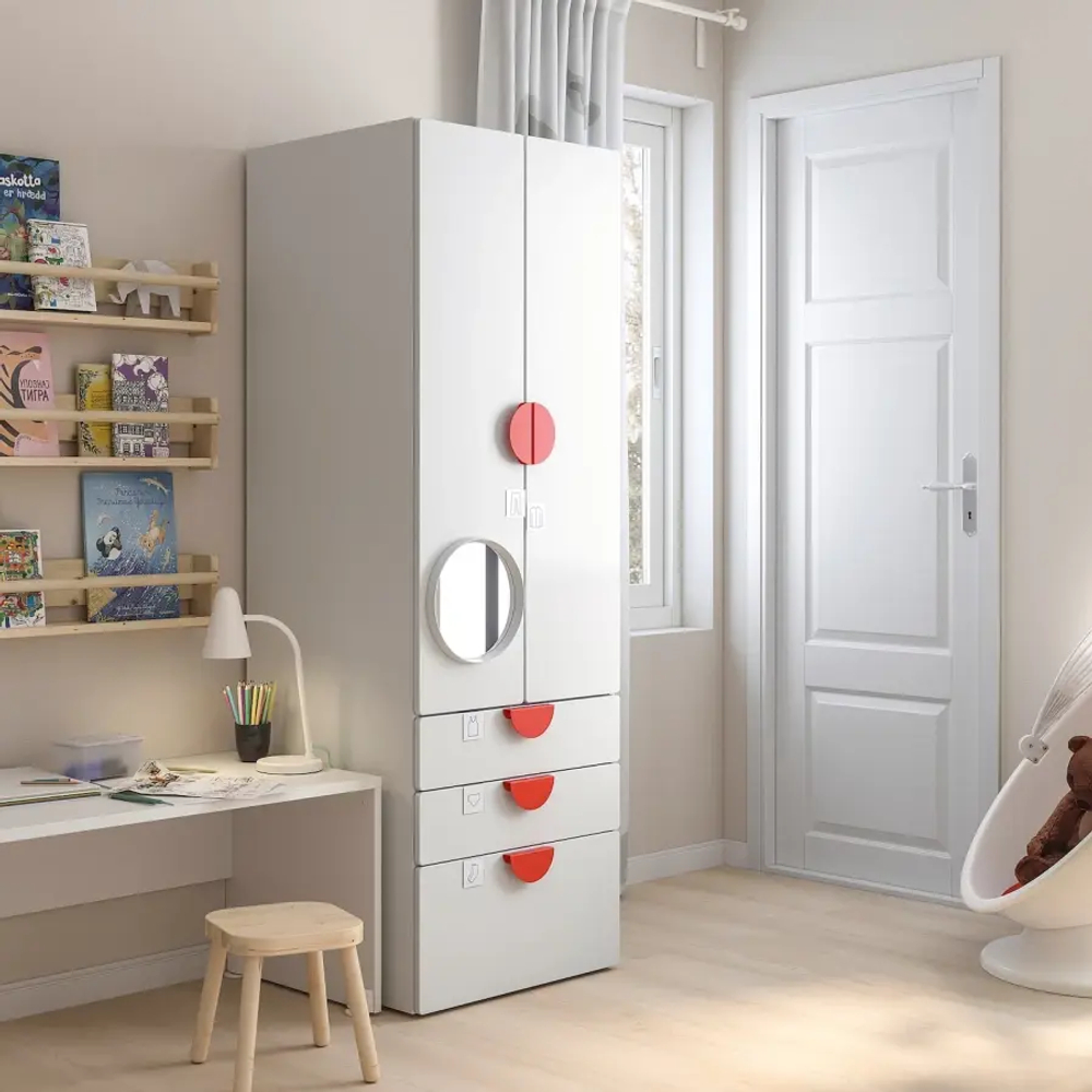 Шкаф детский - IKEA PLATSA/SMÅSTAD/SMASTAD, 60x57x181 см, белый, ИКЕА