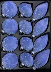 Набор стеклянных украшений Шпинель 80 мм., 12 шт., синий бархат со стразами, Christmas DeLuxe (87221)