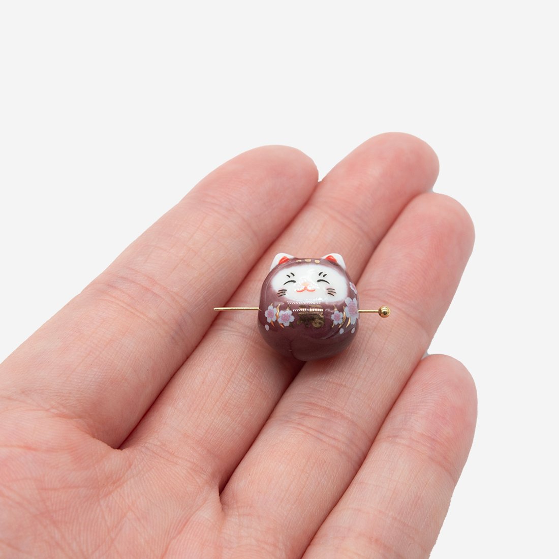 Бусина "Манэки-Нэко", 14,5мм, шоколадная, глазурированный фарфор