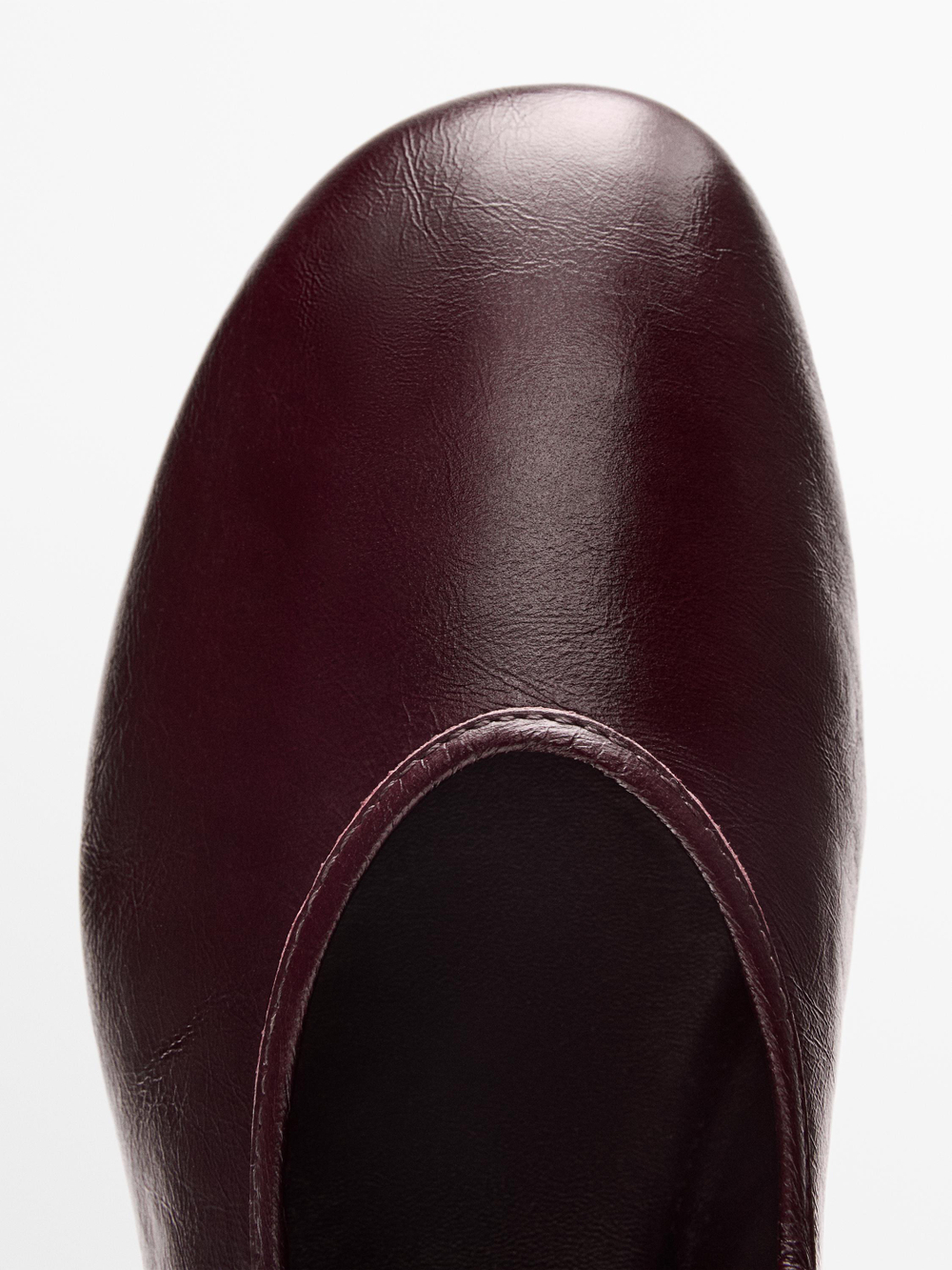 Massimo Dutti Балетки из потрескавшейся кожи, бургунди