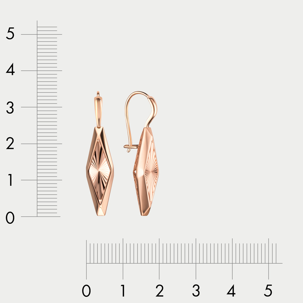Длинные серьги для женщин из розового золота 585 пробы без вставок (арт. Сд3877)