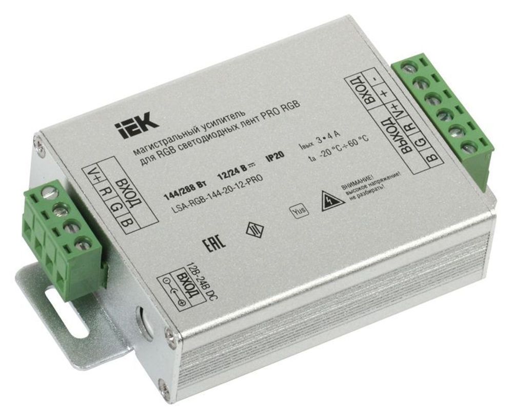 Усилитель магистральный PRO 5050 RGB 3 канала 12В 4А 144Вт IEK LSA-RGB-144-20-12-PRO