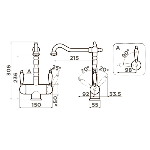 смеситель для кухни Omoikiri Amagasaki-DC латунь/темный шоколад