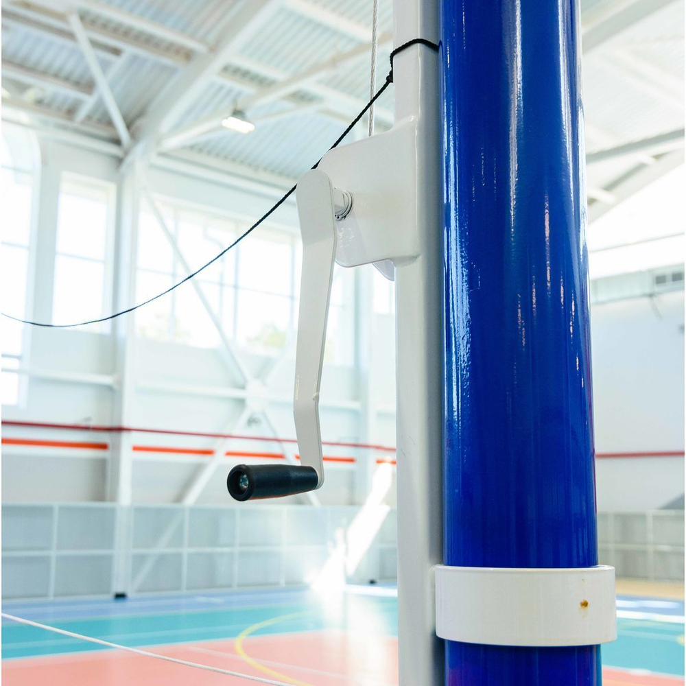 Волейбольные стойки универсальные со стаканами и механизмом натяжения троса ZAVODSPORTA