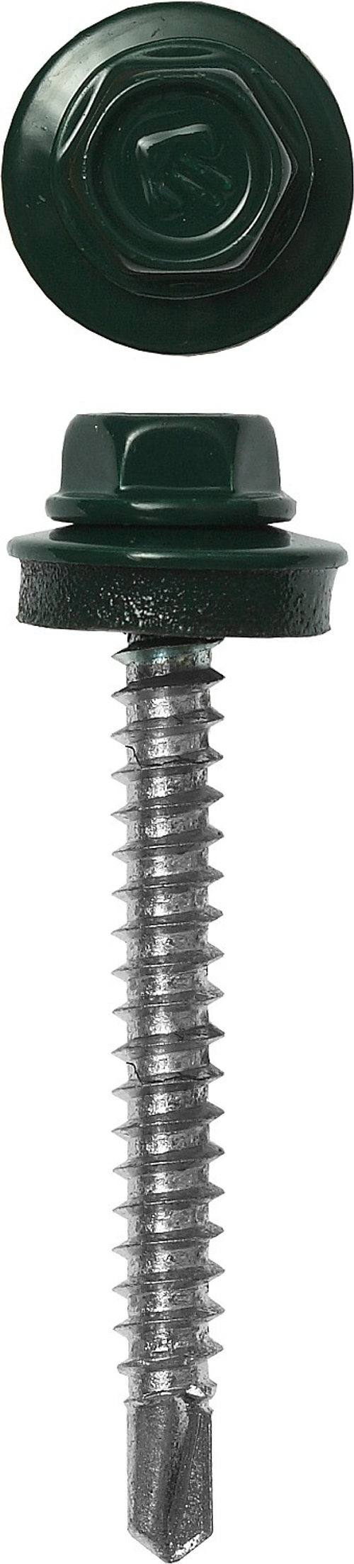 Саморезы СКД кровельные, RAL 6005 зеленый насыщенный, 80 х 4.8 мм, 140 шт, для деревянной обрешетки, ЗУБР Профессионал