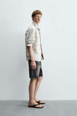 ZARA ДЖИНСОВЫЕ ШОРТЫ RELAXED FIT, ТЕМНО-СЕРЫЙ