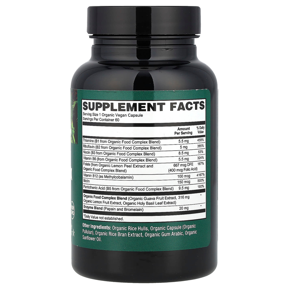 PlantFusion, Органический веганский комплекс витаминов группы B, 60 органических вегетарианских капсул