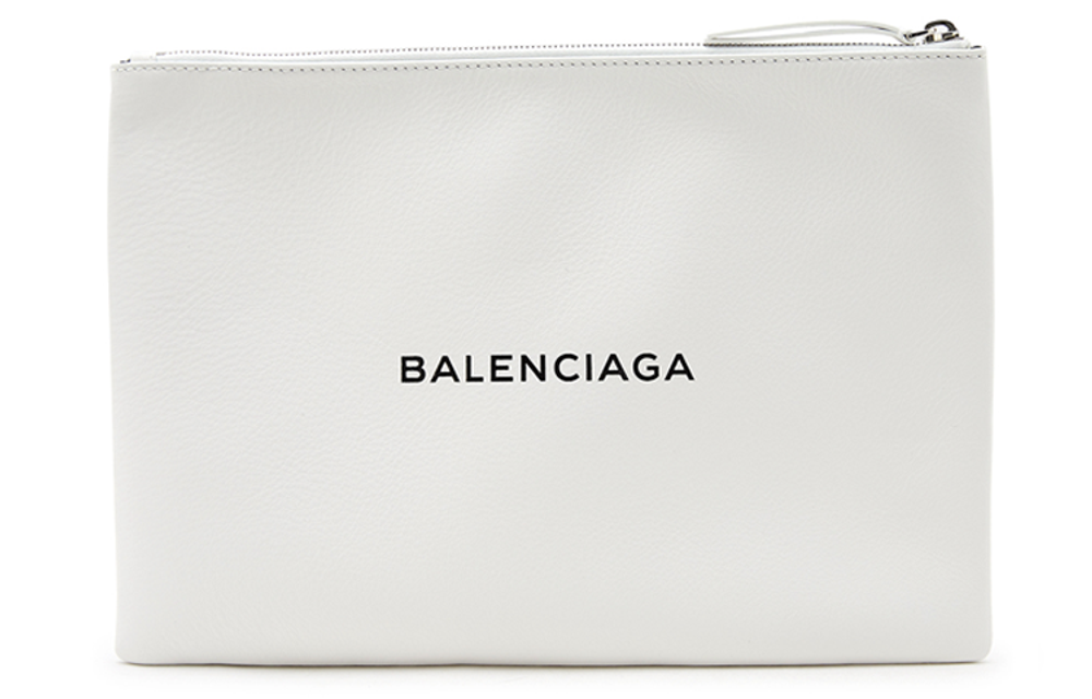 Balenciaga Cow Leather Briefcase Clutch Regular Men"s White