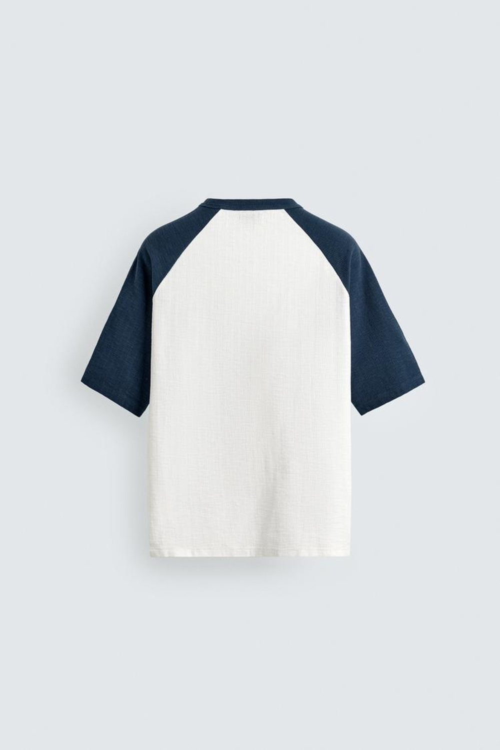 ZARA ТРИКОТАЖНАЯ ФУТБОЛКА КОЛОР-БЛОК С ПРИНТОМ, ЭКРЮ