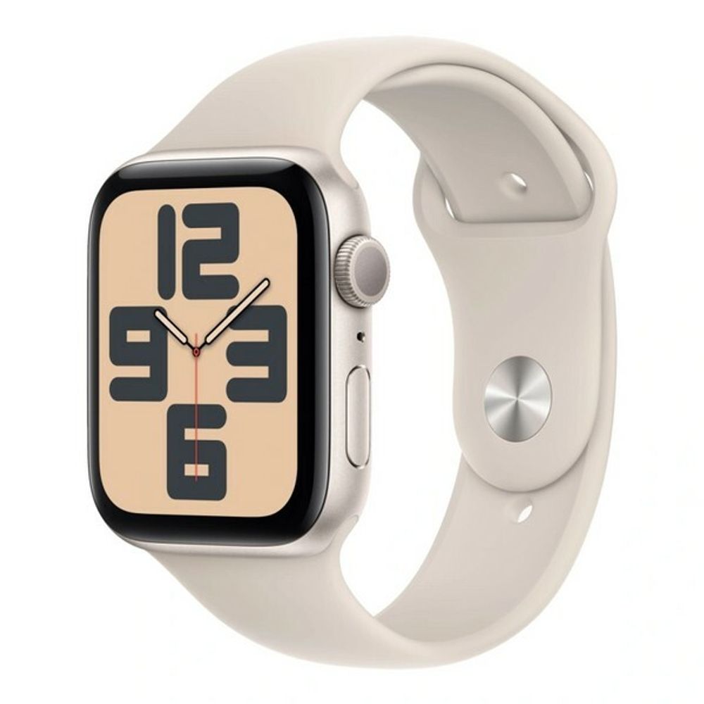 Apple Watch SE, 44мм, из алюминия цвета «сияющая звезда», спортивный ремешок (2023)