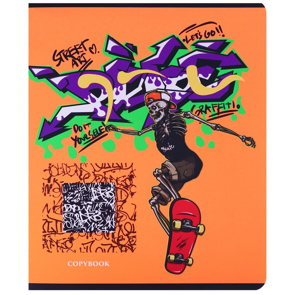 Тетрадь 48л., А5, клетка, Проф-Пресс "Искусство урбана" , скрепка, мелованный картон, soft touch, пантонная печать, 5 дизайнов