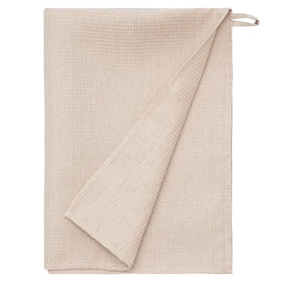 Набор из двух вафельных полотенец изо льна бежевого цвета Essential, 50х70 см