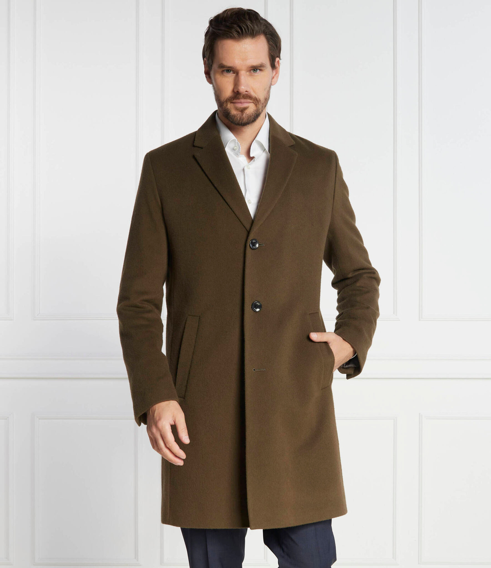 Хлопковое пальто h-hyde-c-224 BOSS BLACK - коричневый(50485199)