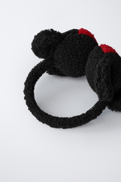 ZARA НАУШНИКИ ИЗ ИСКУССТВЕННОЙ ОВЧИНЫ MICKEY MOUSE © DISNEY, ЧЕРНЫЙ