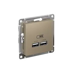 Розетка USB AtlasDesign тип A+A 5В 1х2.1А 2х1.05А механизм шампань SE ATN000533