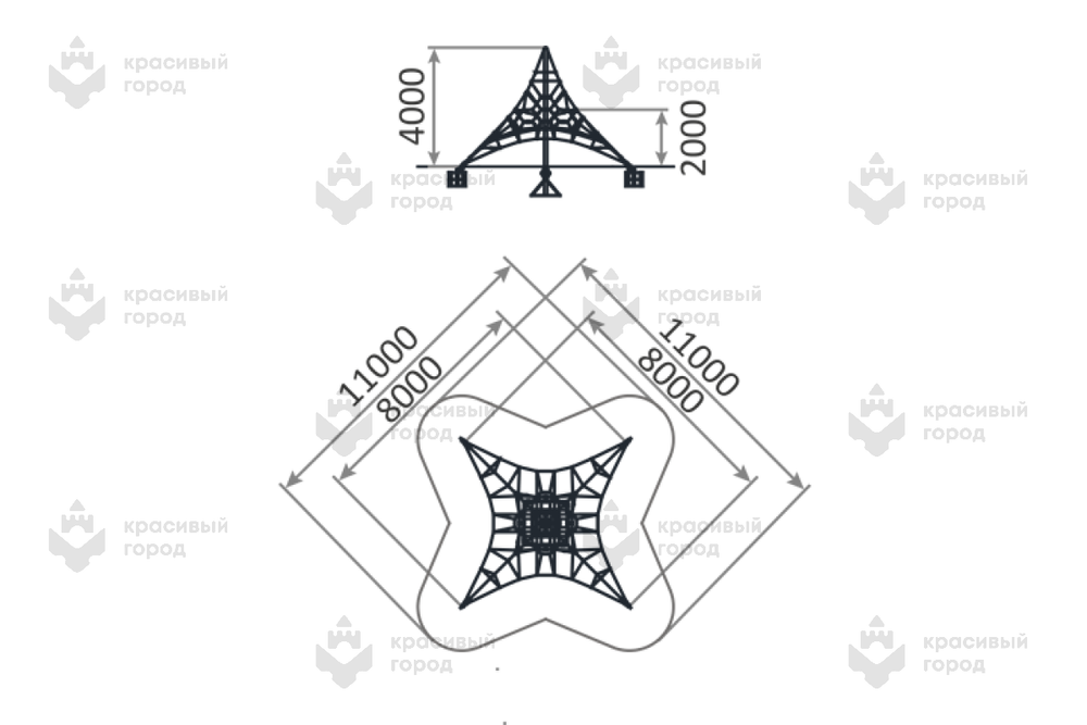 Пирамида канатная 8м