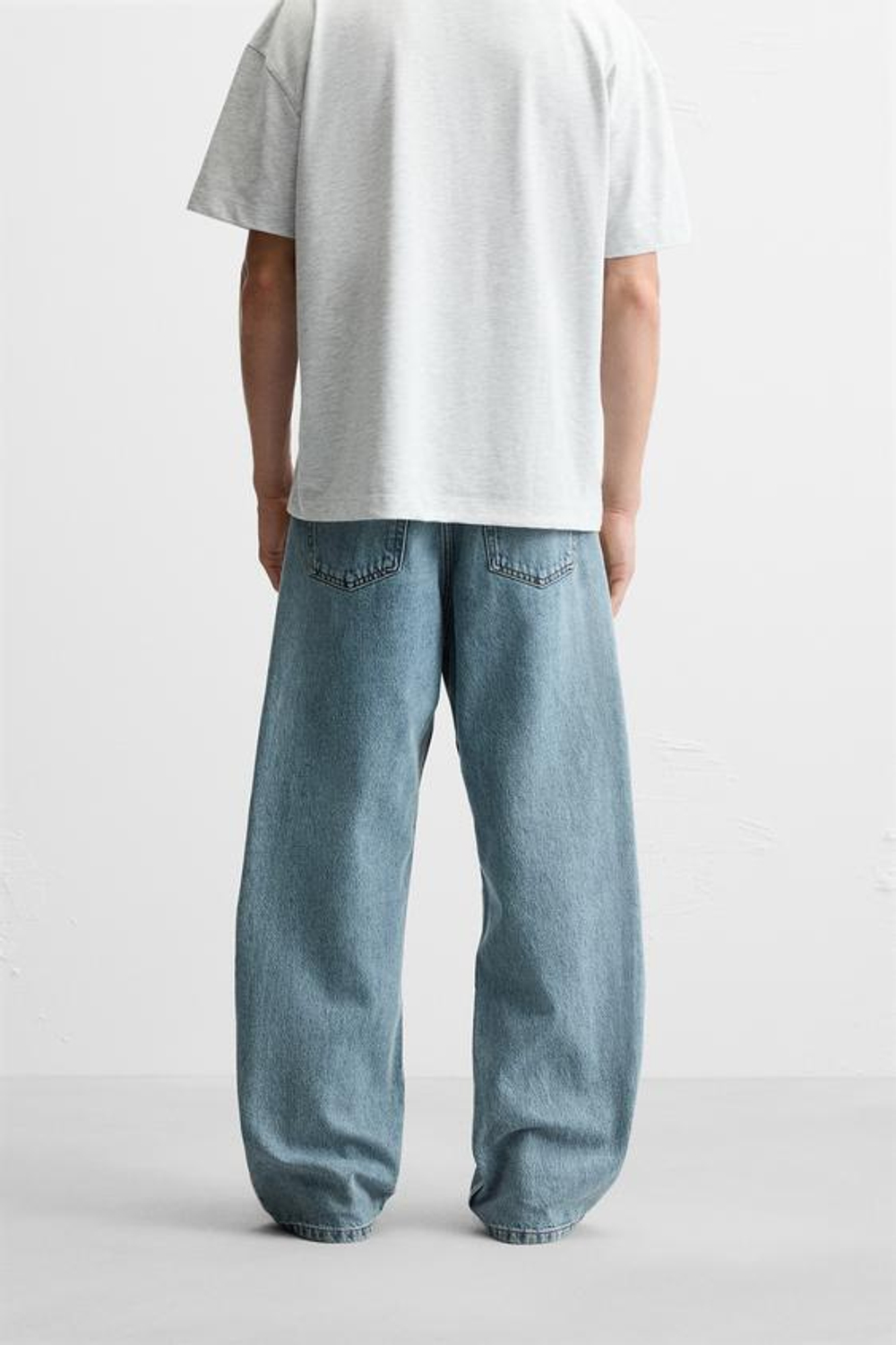 ZARA ДЖИНСЫ BAGGY С ЛАМПАСАМИ, ГОЛУБОЙ