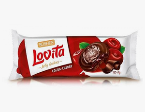 Сдобное печенье Lovita Jelly Cookies с желейной начинкой какао+вишня 135 г