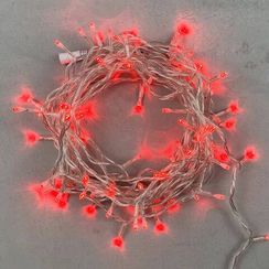 Светодиодная нить 100 красных LED ламп, 10 м., 24В., прозрачный провод ПВХ, LTC (PST100-10-1R)
