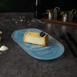 Блюдо овальное 28*15 см h2 см Blue Sunset матовое стекло P.L. Proff Cuisine [4]