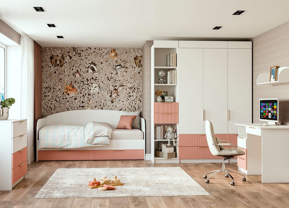 Комод 800 Лавис КМД 800.1 (Белый/Персик софт)