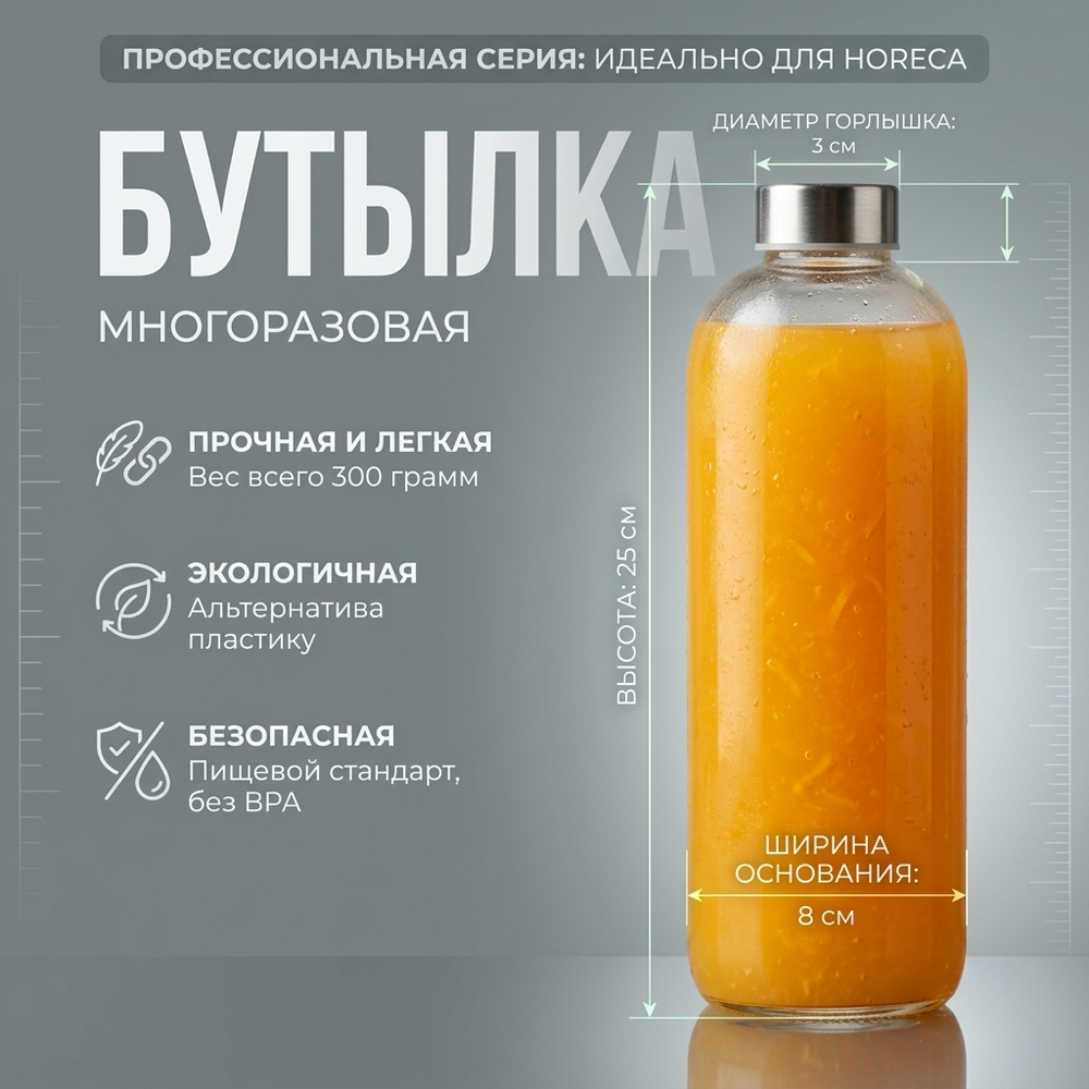Бутылка стеклянная с крышкой 1 литр