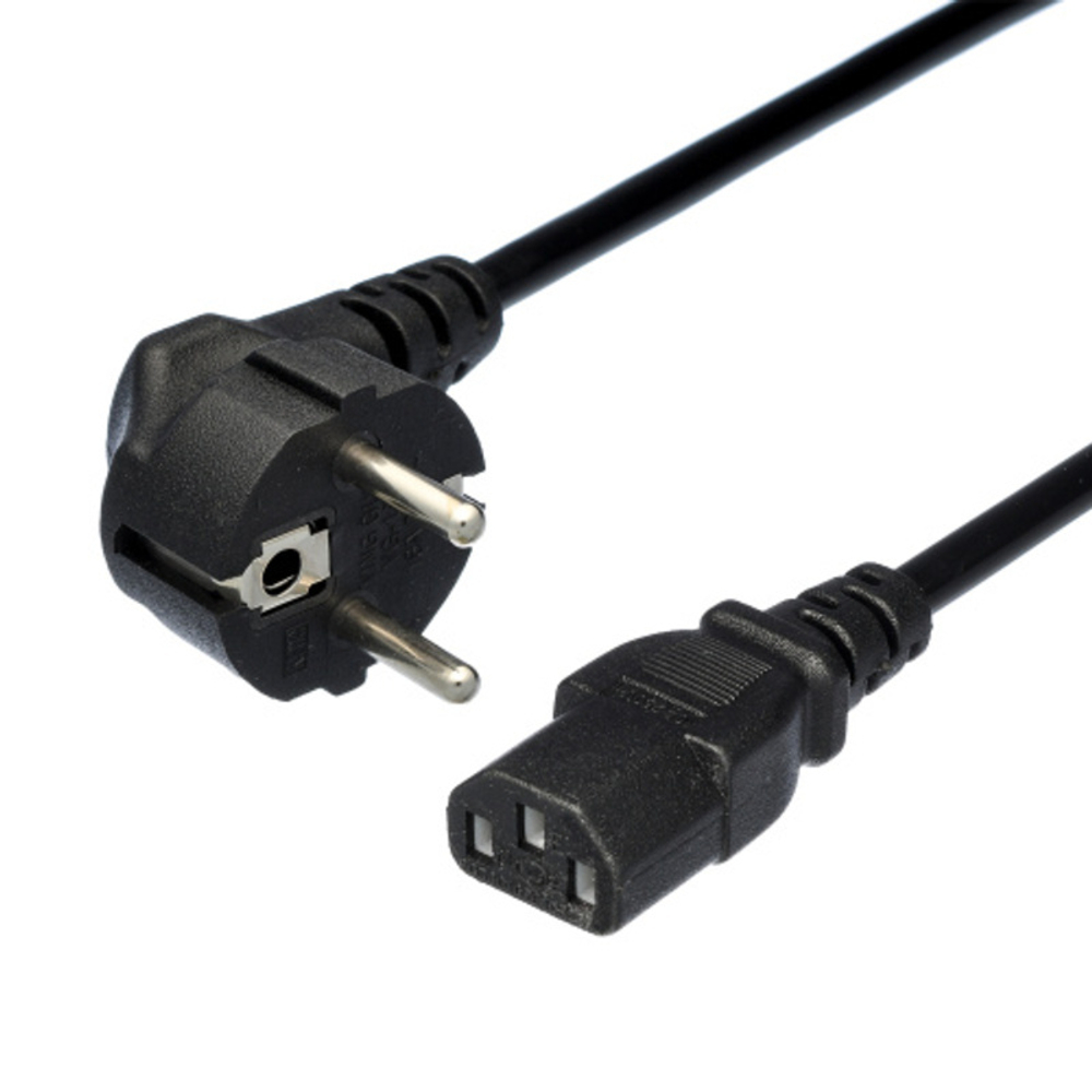 Кабель питания GoPower евровилка CEE 7/7-C14 (f) 1.2м ПВХ 0.75мм черный