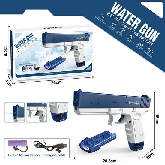Водный "Пистолет Глок"  электрический на аккумуляторе ( синий )