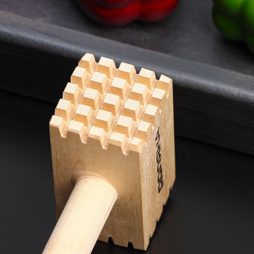 Молоток для мяса Доляна «Берёзовый», ручка 37 см, молоток 45×45×80 мм