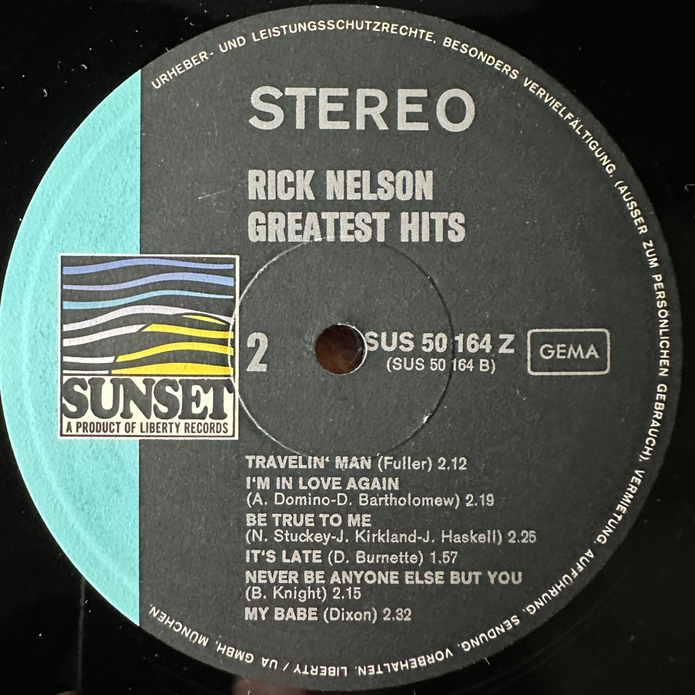 Rick Nelson ‎– Greatest Hits (Германия)