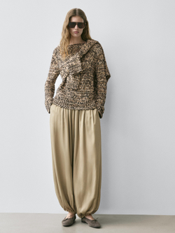 Massimo Dutti Атласные брюки-баллон, темно-синий