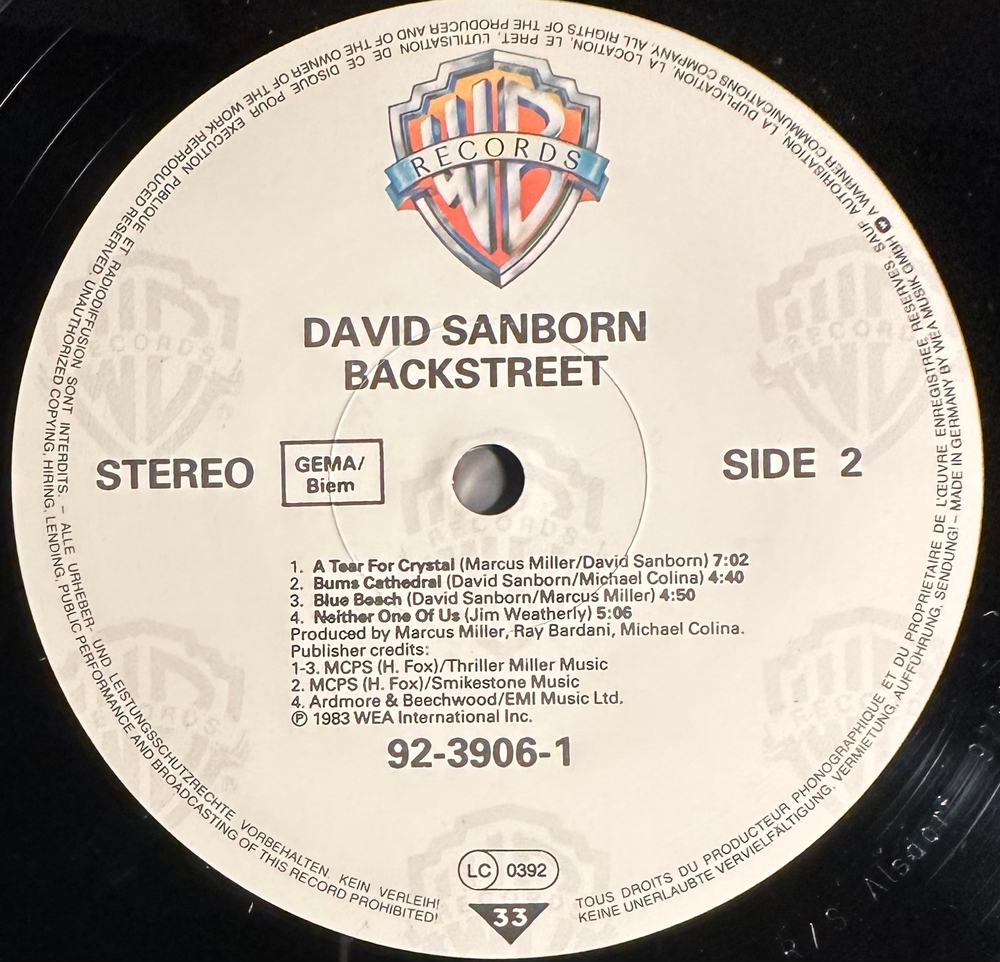 David Sanborn - Backstreet (Германия 1983г.)
