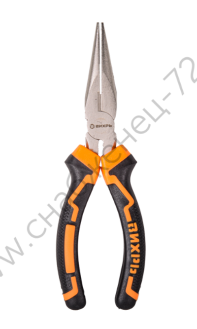 Длинногубцы прямые Вихрь, 160 мм, никелированные, двухкомпонентные рукоятки