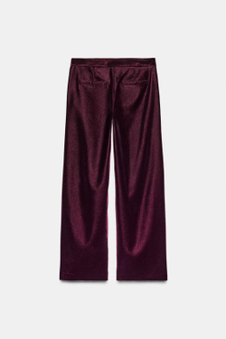 ZARA ШИРОКИЕ БРЮКИ ИЗ ВЕЛЬВЕТА, БУРГУНДИ