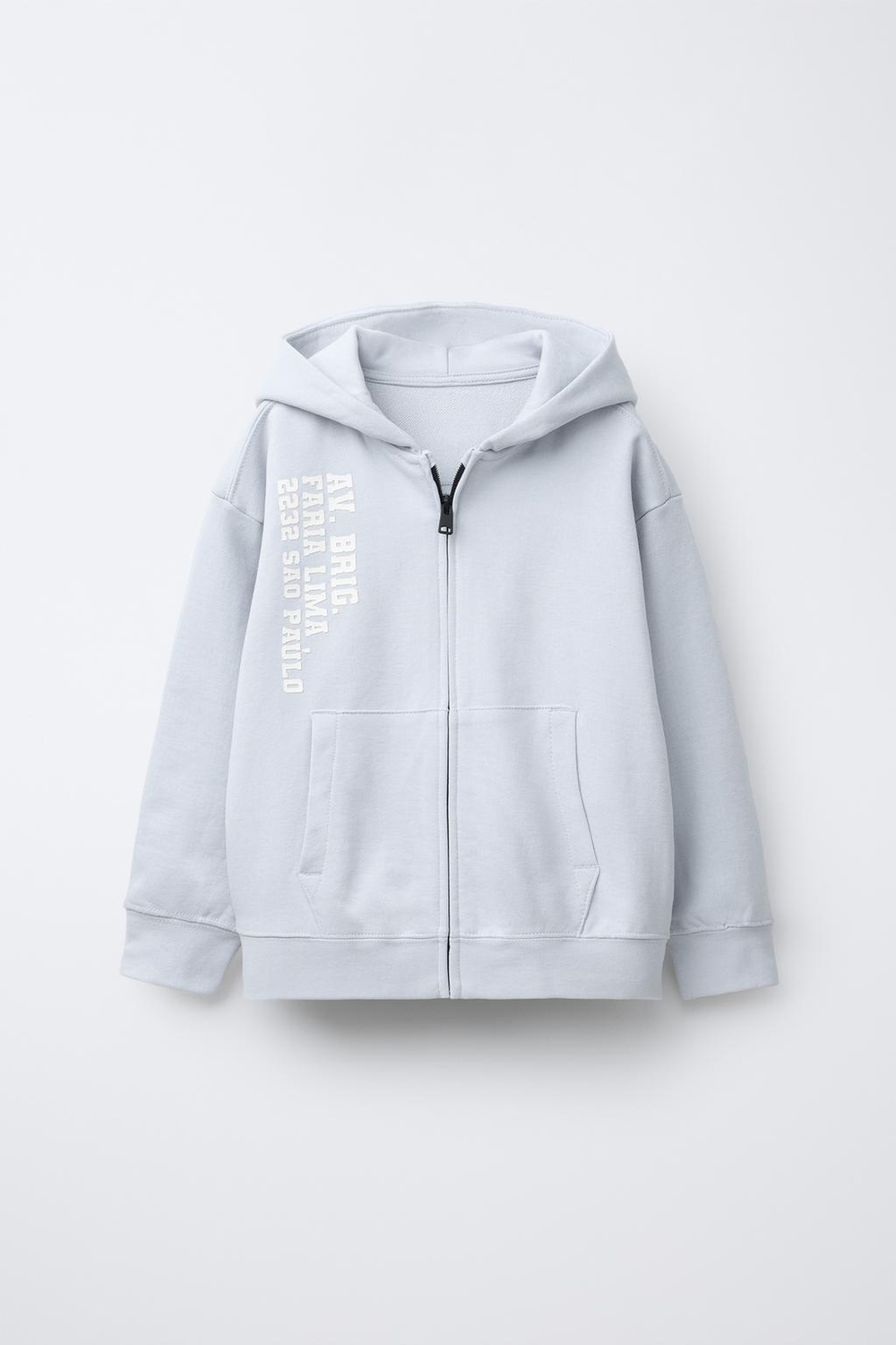 ZARA ХУДИ С МОЛНИЕЙ И НАДПИСЬЮ, СВЕТЛО-СЕРЫЙ