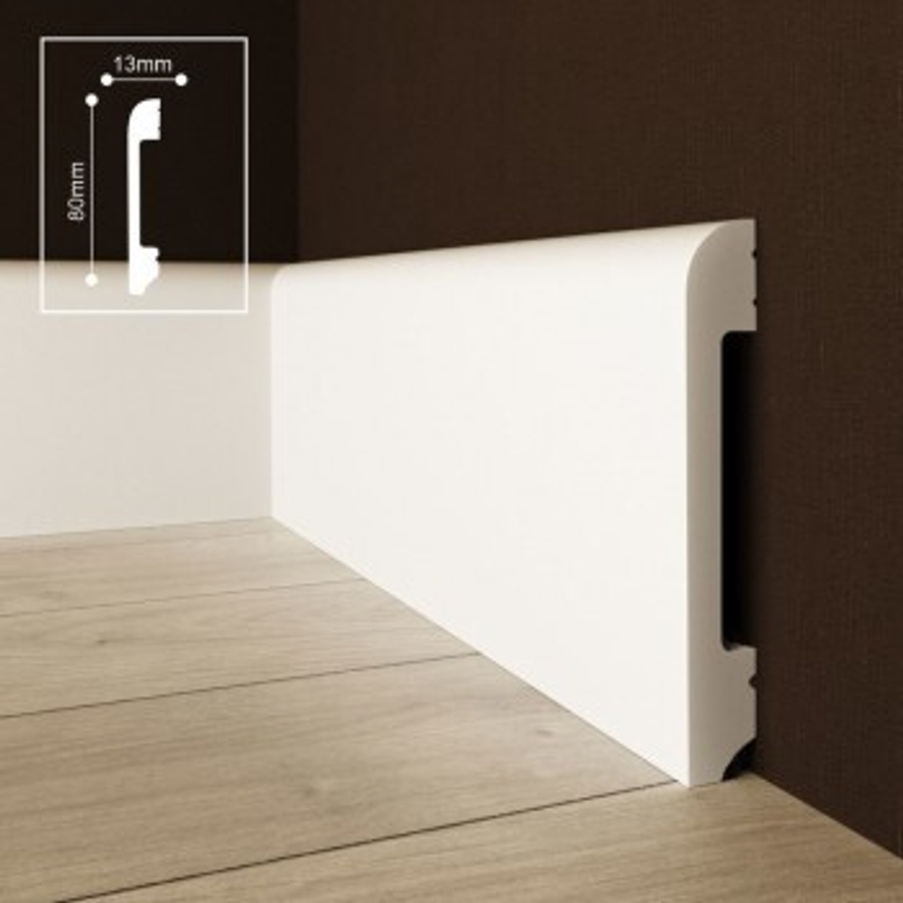 Плинтус дюрополимерный под покраску Solid UHD05/80 Белый 80х13х2400 мм