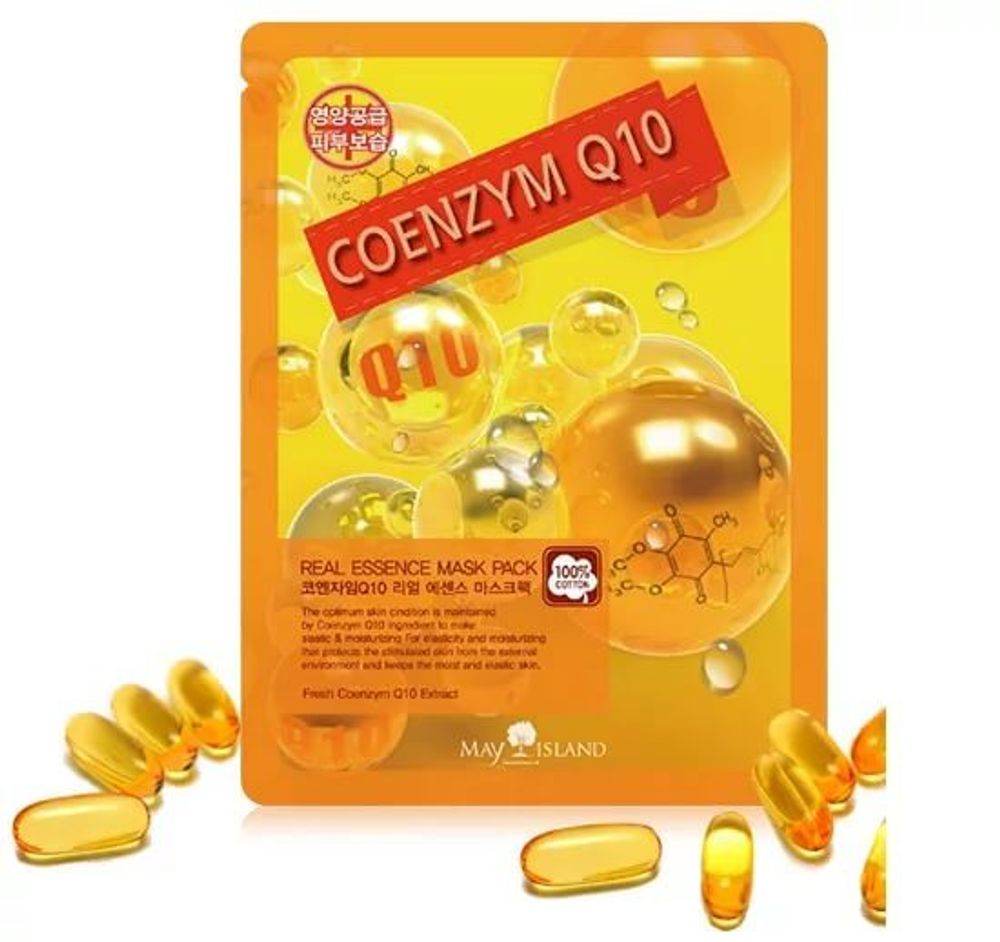 Тканевая маска для лица с коэнзимом Q10 MAY ISLAND Real Essense Coenzyme Q10 Mask Pack