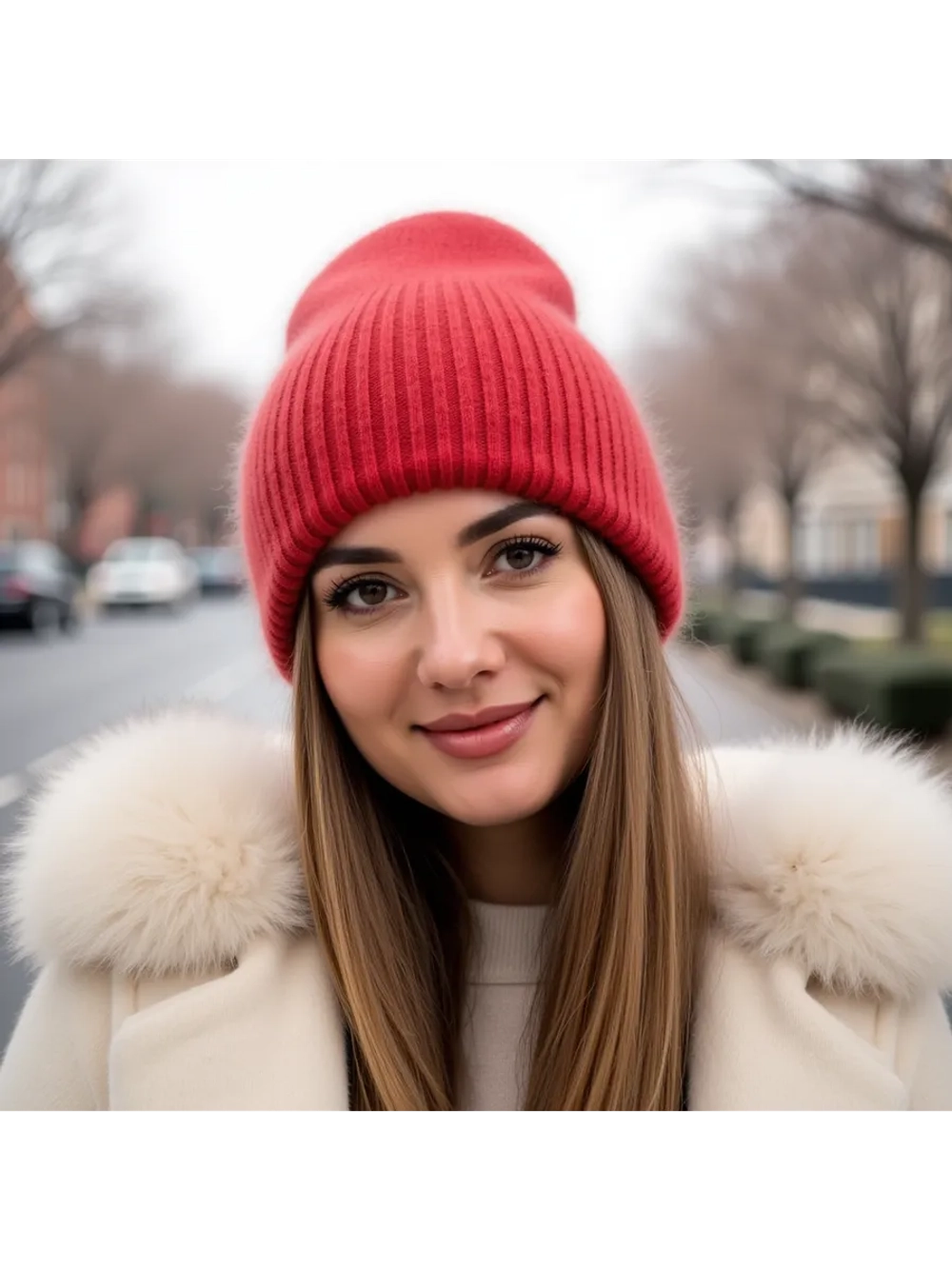 шапка ангора зимняя пушистая вязаная модная