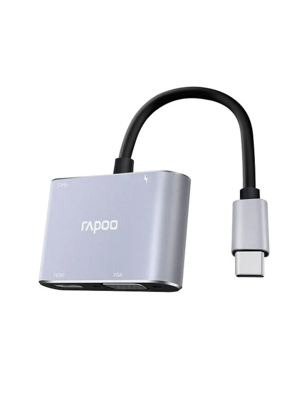 Мультифункциональный адаптер, Rapoo, XD30, 1xHDMI, 1xVGA, Grey (1 год)