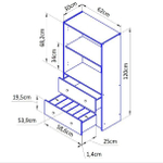 Dipriz Комод деревянный Раст 2 ящика с органайзерами, с дверцами и полкой, прозрачный лак
