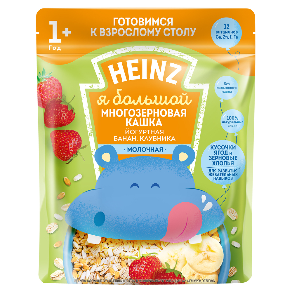 HEINZ Многозерновая кашка йогуртная Банан-Клубника, 200г