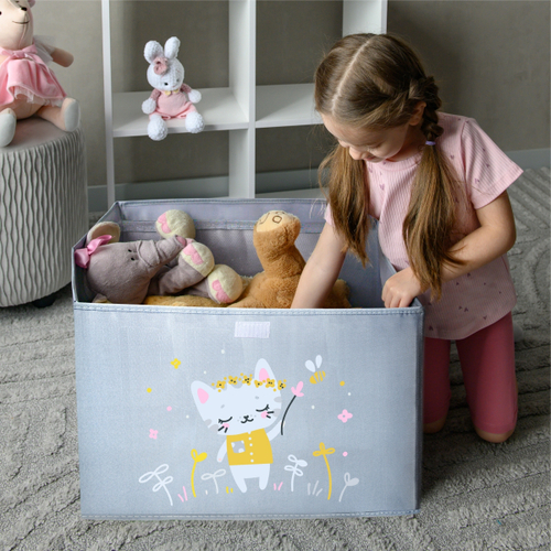 Коробка с крышкой для игрушек. Котик