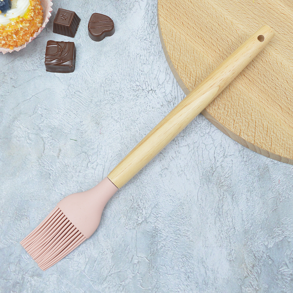 Кисточка силиконовая с деревянной ручкой, 27,5*4см