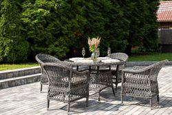 "Дольче" обеденная группа из искусственного ротанга, цвет графит