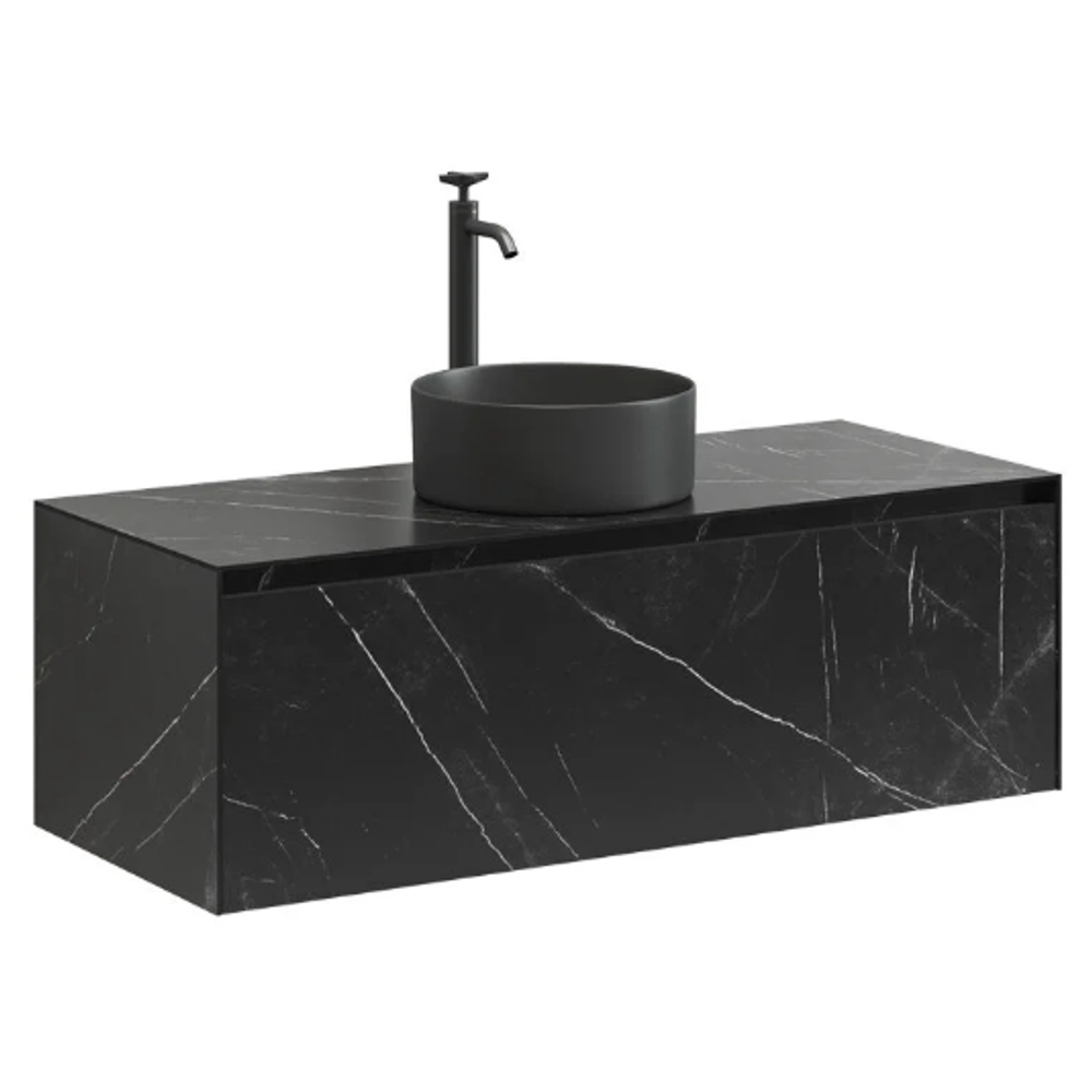 Тумба подвесная SANCOS Stone из керамогранита с одним выдвижным ящиком и столешницей из керамогранита 1200х400х495, керамогранит Nero Marquina, арт. ST120NM