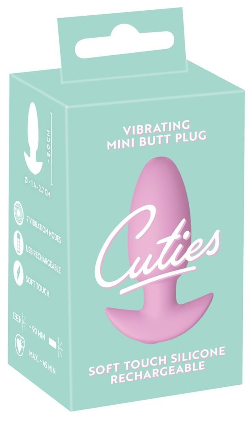 Розовая анальная пробка с вибрацией Cuties Vibrating Mini Butt Plug - 8 см. (Цвет: розовый)