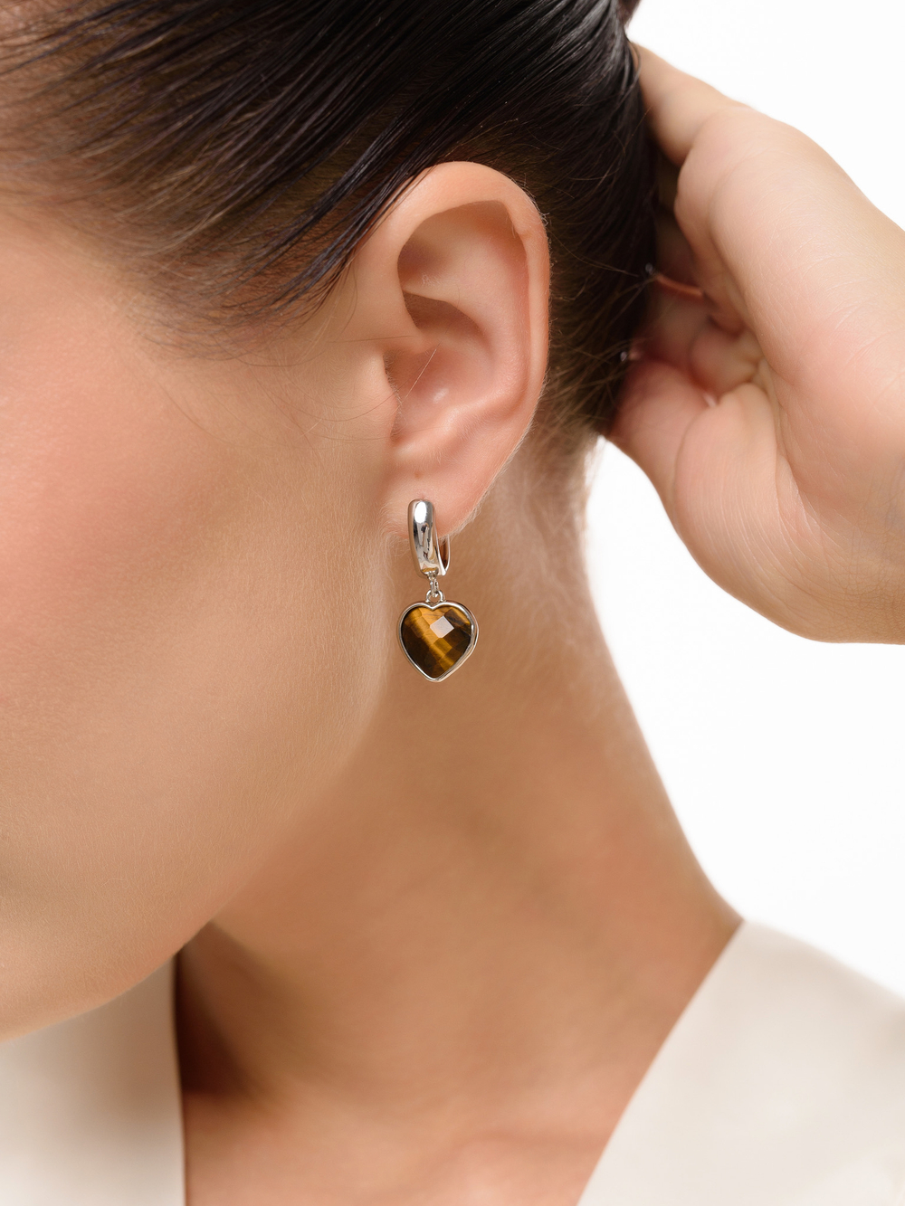 Серьги "Amour" silver с тигровым глазом